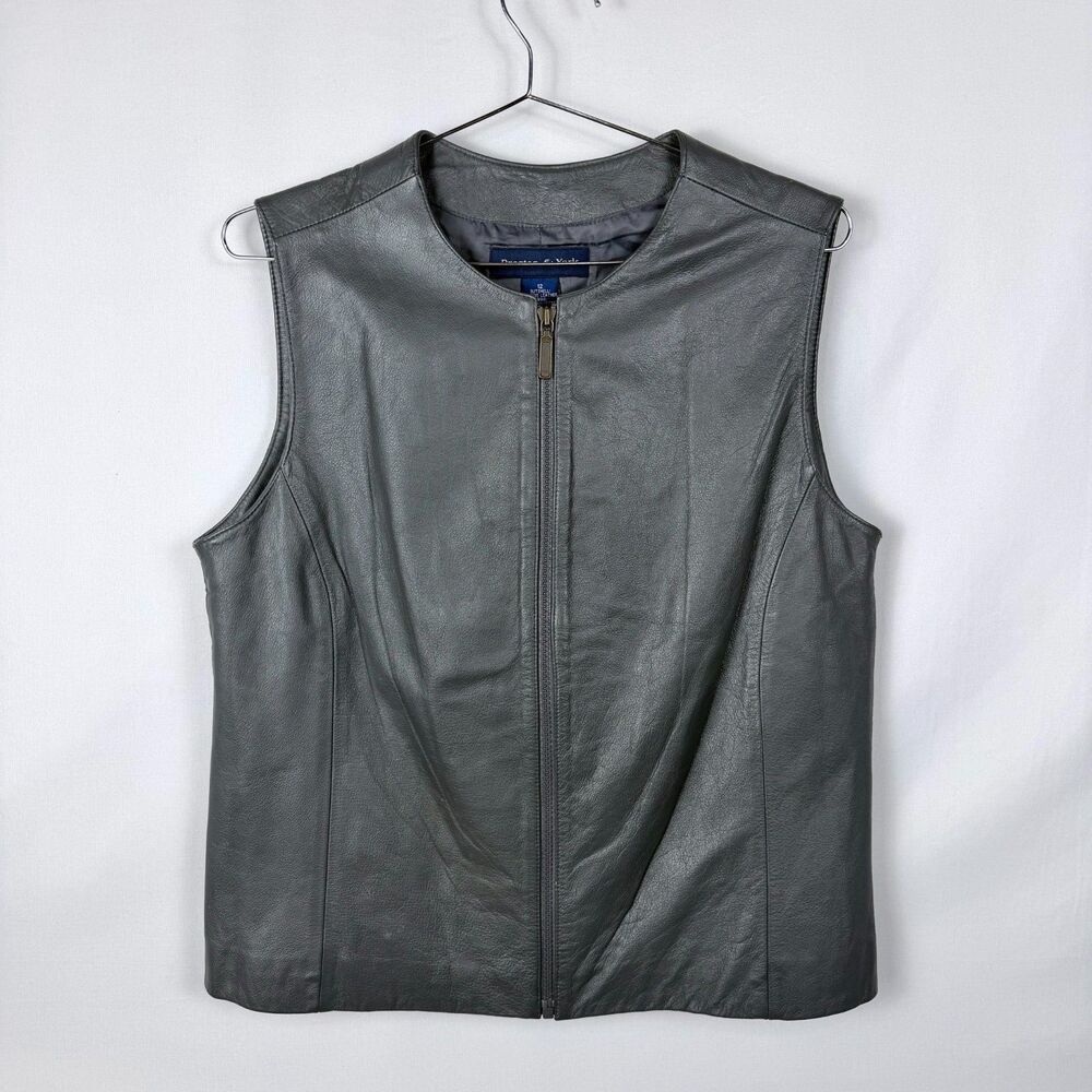 Preston & York Women's Genuine Leather Gray Zip Up - Women's 12